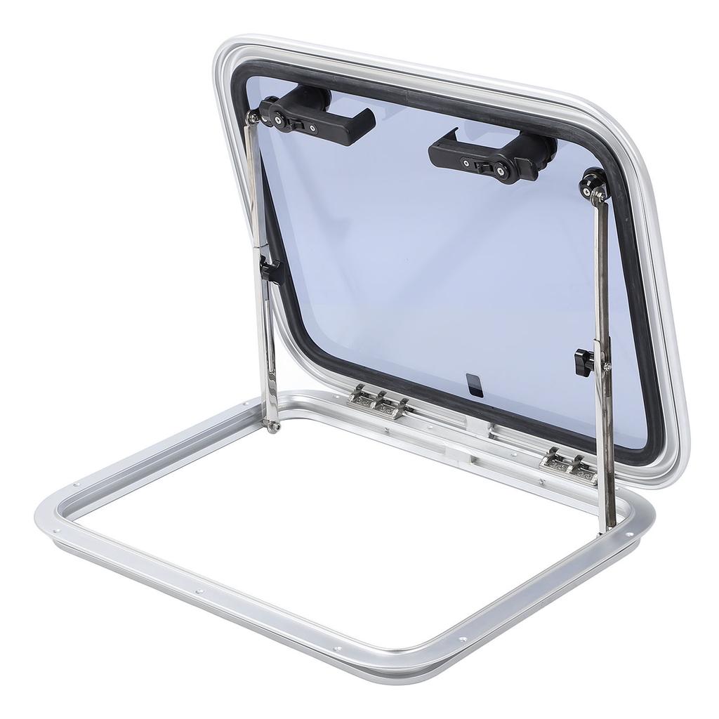 Marine Hatch Porthole Window 19 X 25in Square Heavy Duty Aluminum Alloy Deck Hatch Window with Support Rod and Handle