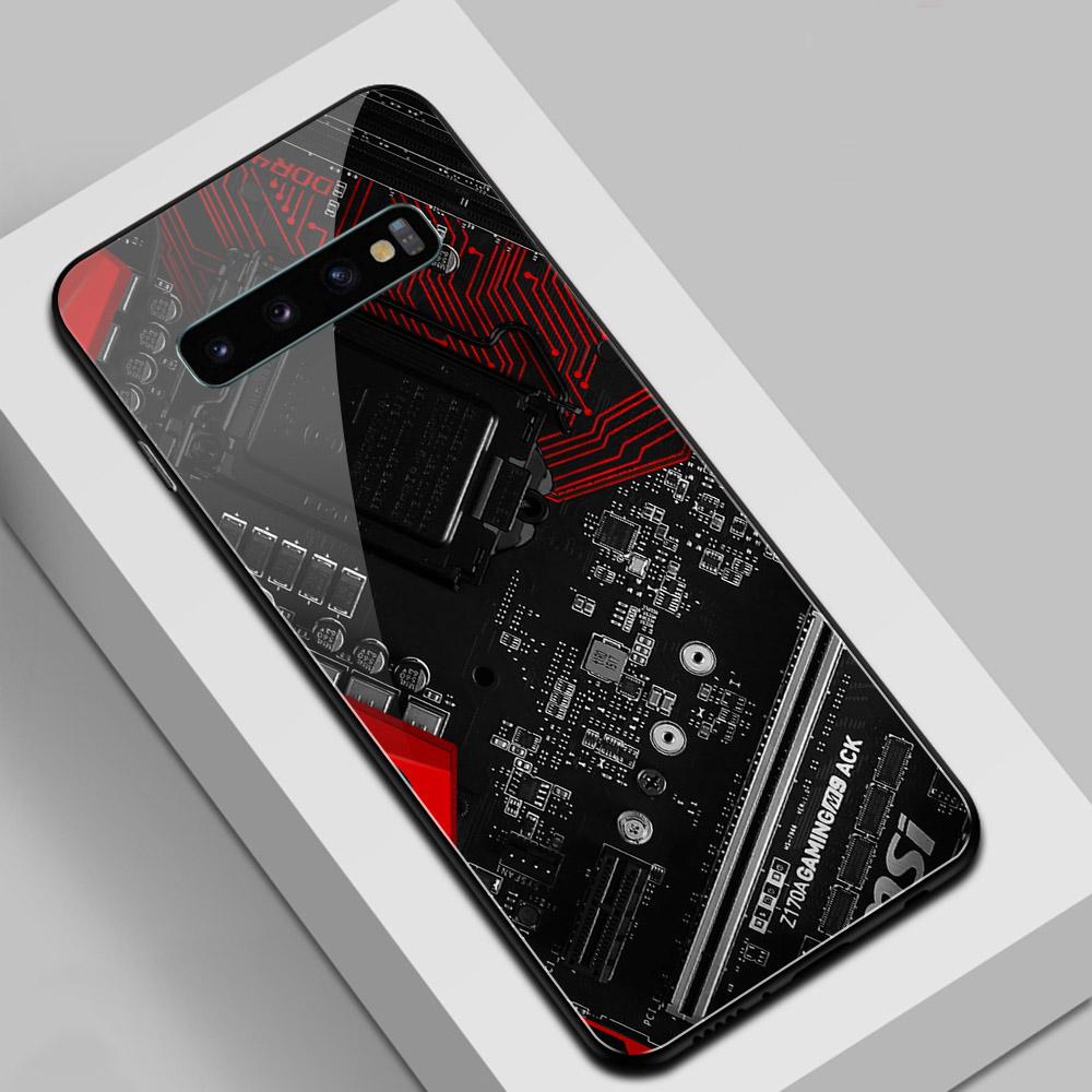 For Samsung S20 Plus Phone Case Glass Back Cover Chip Case for Samsung Galaxy S8 S9 S10 S20 S21 S22 Note 8 9 10 Plus S10e Ultra