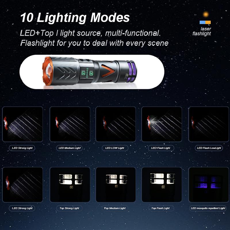 3-in-1 High Bright LED Flashlight USB Charge Zoom Tactical Torch With Mosquito Killer Tail Lamp Outdoor Camping Fishing Lantern