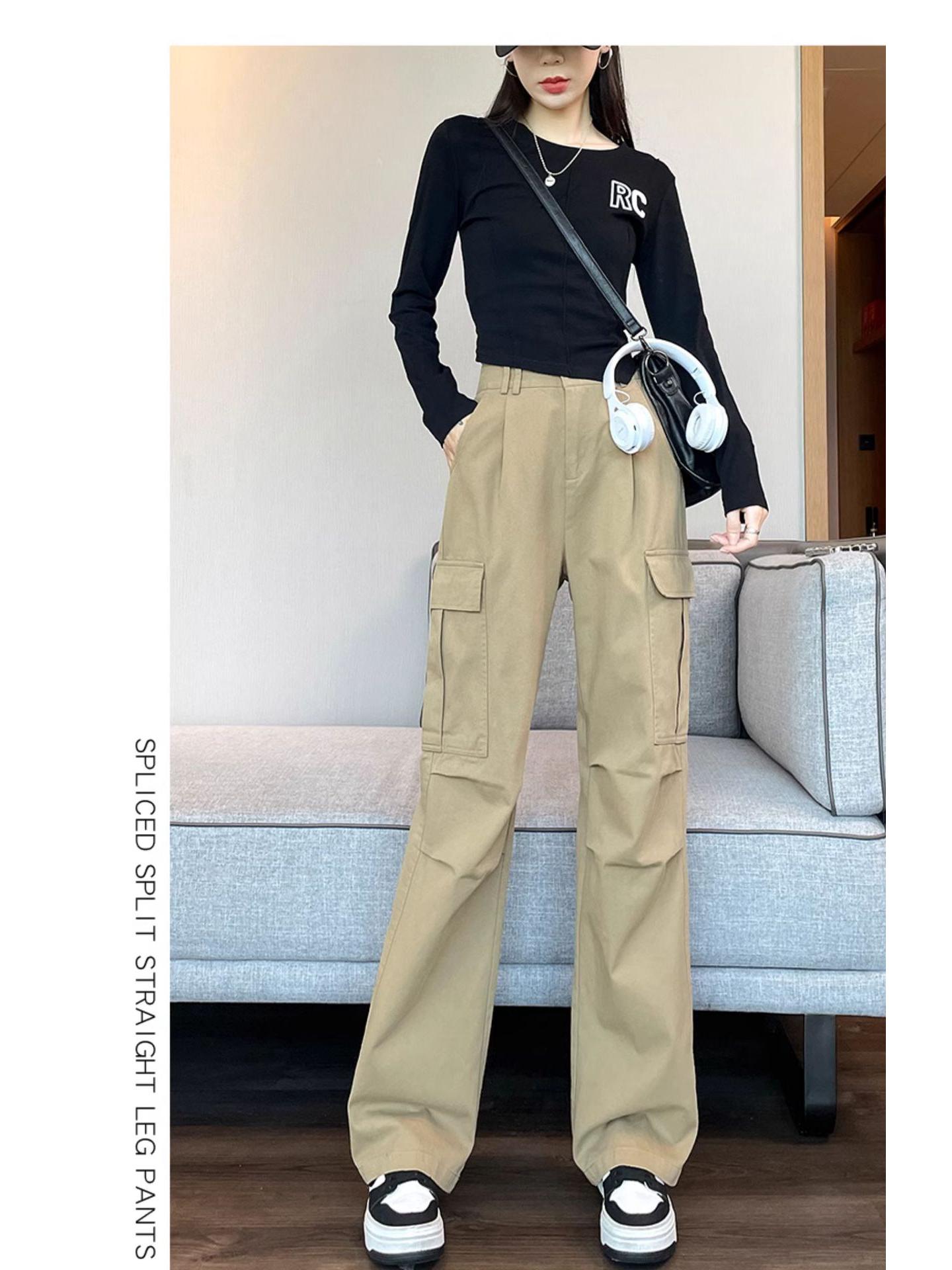 

Women s High Waist Cargo Pants - Straight & Wide Leg Options for Spring/Autumn Climbing and Sports. M