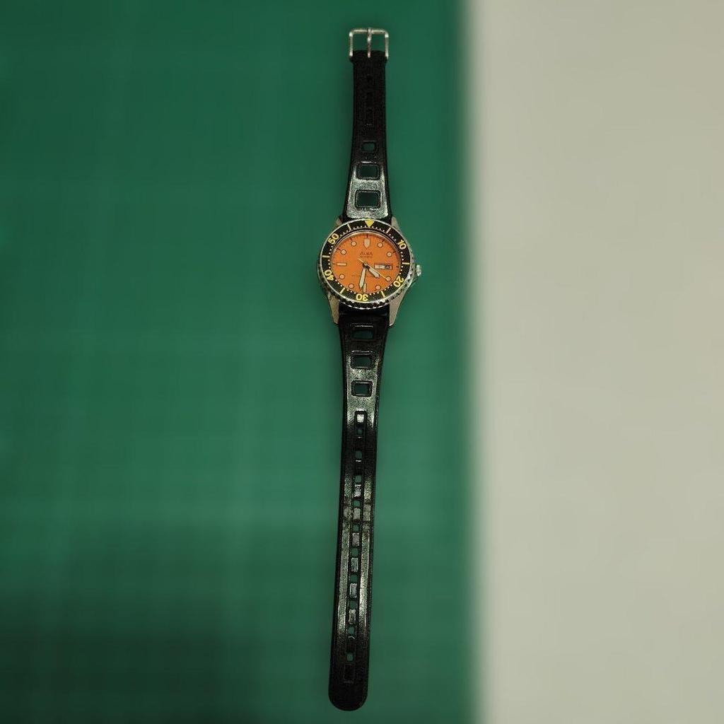 Used Alba Quartz Divers Watch Orange Dial
