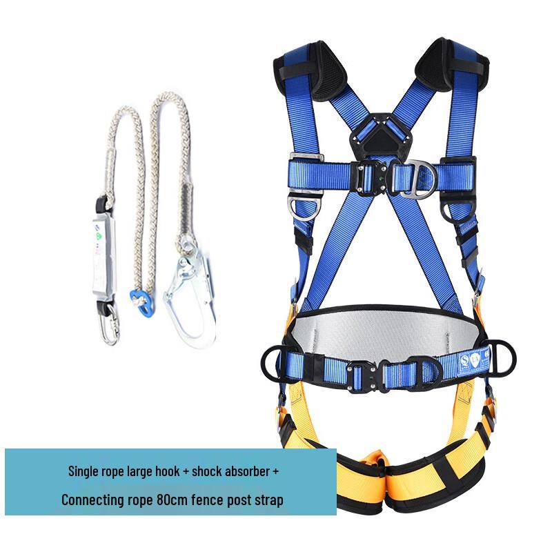 Full-Body Safety Harness with Lanyard and Shock Absorber One Size