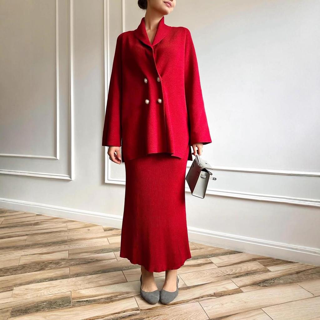 2025 Autumn European & American Women's Warm Loose Knit Wool Dress - Little Fragrant Style