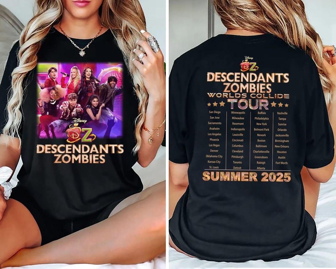 Descendants Zombies World Tour 2025 Shirt Disney The Rise Of Red Concert Tee 2XL