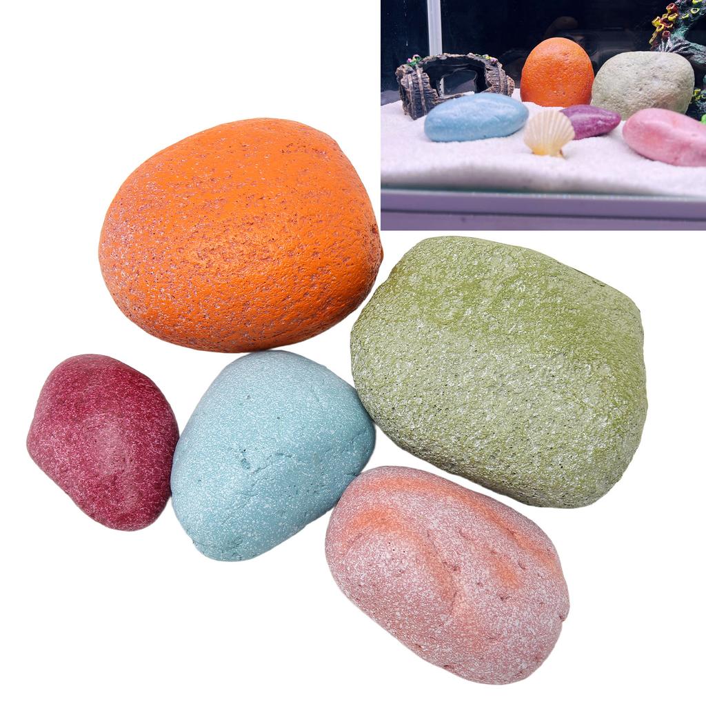 Aquarium Stones 5 Pieces Colorful Aquarium Decorative Stones, Colorful Gravel for Aquarium Rocks Aquarium Pebbles Vase Filler Gemstones Aquarium Rocks