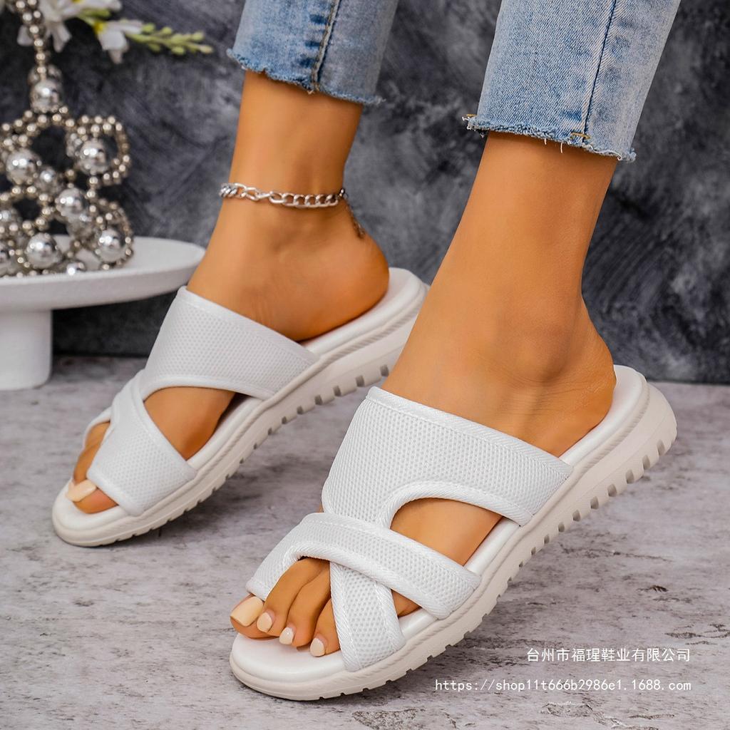 European and American set of toe slippers 2025 summer new fashion outer wear large size thick bottom beach cool slippers women