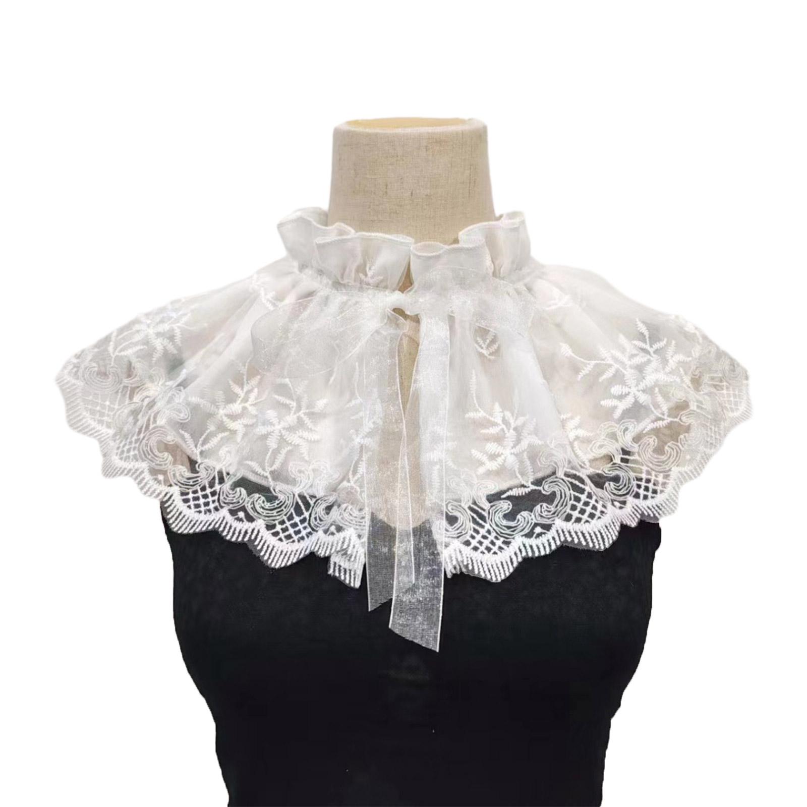

Викторианский блузон для девочек с прозрачным рукавом и оборками на воротнике, воротник-стойка, лацкан, шаль, декоративный лацкан для леди, средневековый косплей белый