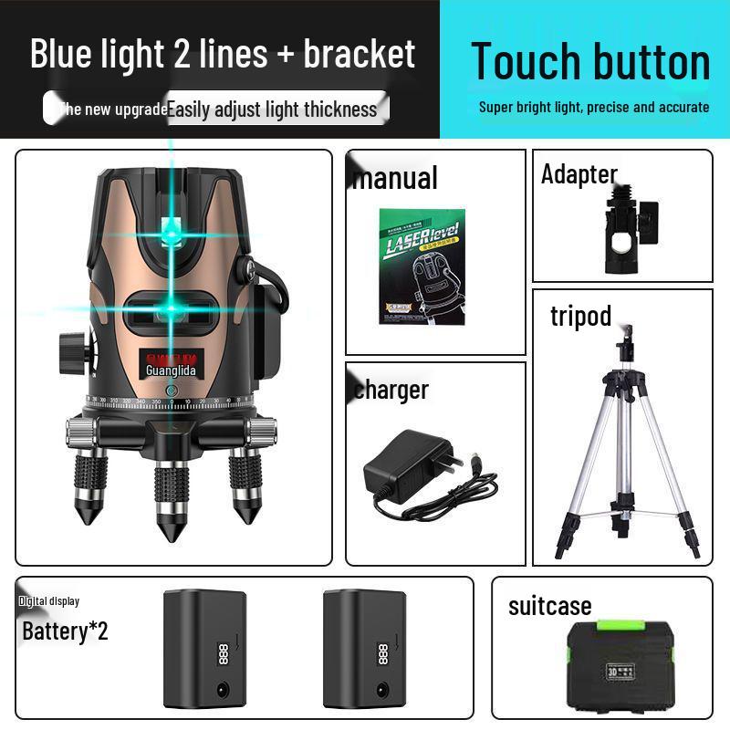High Precision Outdoor Laser Level with Infrared, Blue, and Green Light - 2, 3 & 5 Lines, Auto-Leveling, Imported LD.