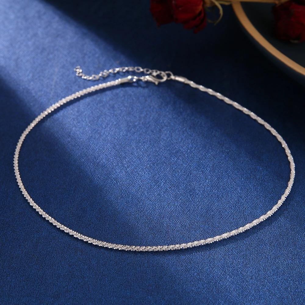 925 Sterling Silver Choker Necklace Women Wedding Accessories Punk Gothic Jewelry Collier Femme Dz638