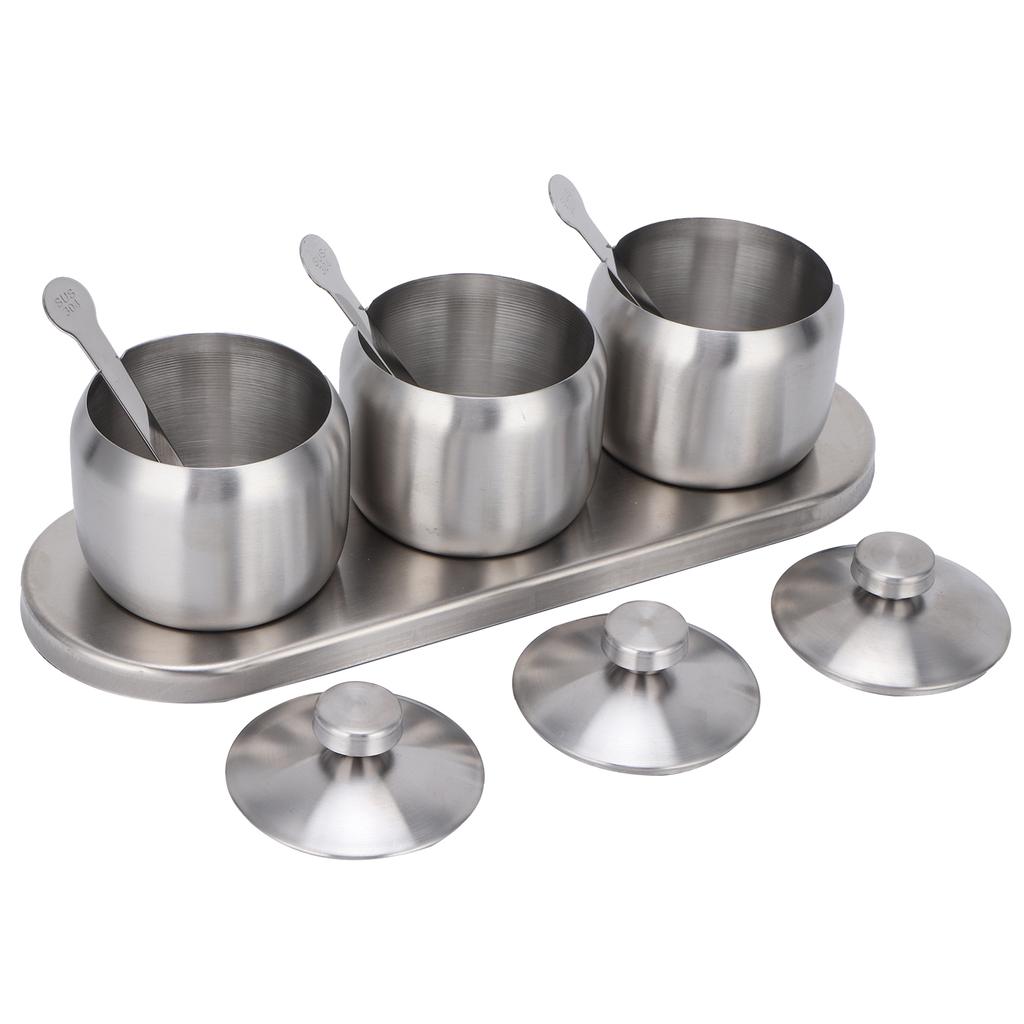 Seasoning Pot Set 304 Stainless Steel Condiment Spice Salt Sugar Pepper Bottle Container