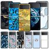 Seaside Sharks Pattern Hard PC Phone Case For Samsung Galaxy Z Flip 7 6 5 4 Black Cover For Galaxy Z Flip 3 Foldable Shell Capas