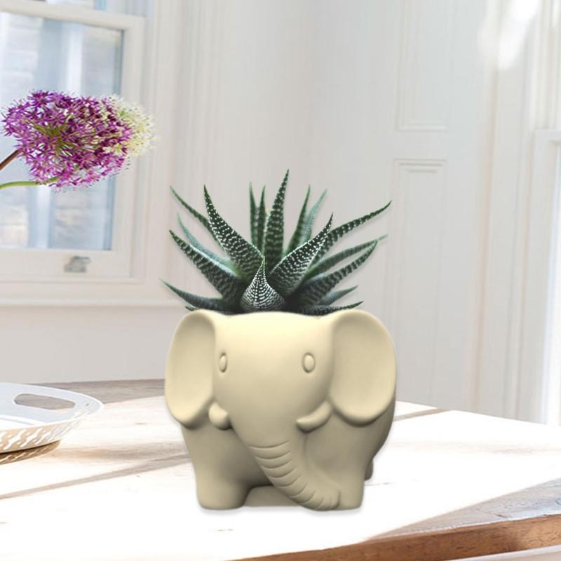 Succulent Plant Silicone Mold Elephant Shaped Flower Pots Mould Practical Concrete and Gypsum Mould for Floral Planter