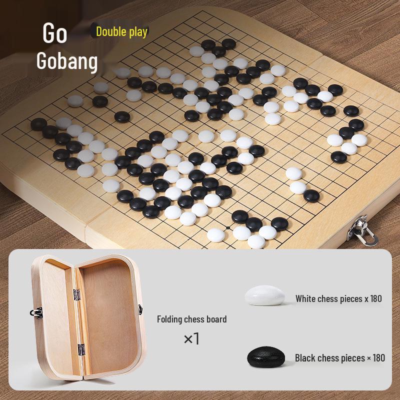 

Портативный деревянный набор для Го и Гомоку со складной шахматной доской для детей