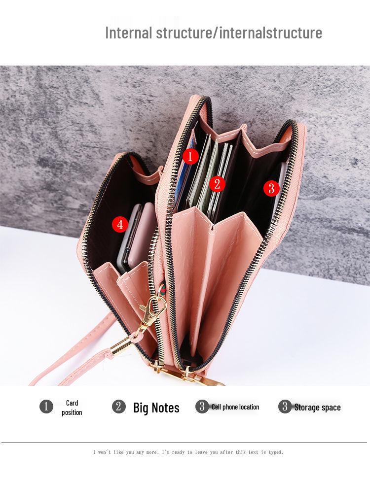 Korean-Style Women's Crossbody Phone & Cosmetic Bag: Touchscreen, Double Layer, Large Capacity