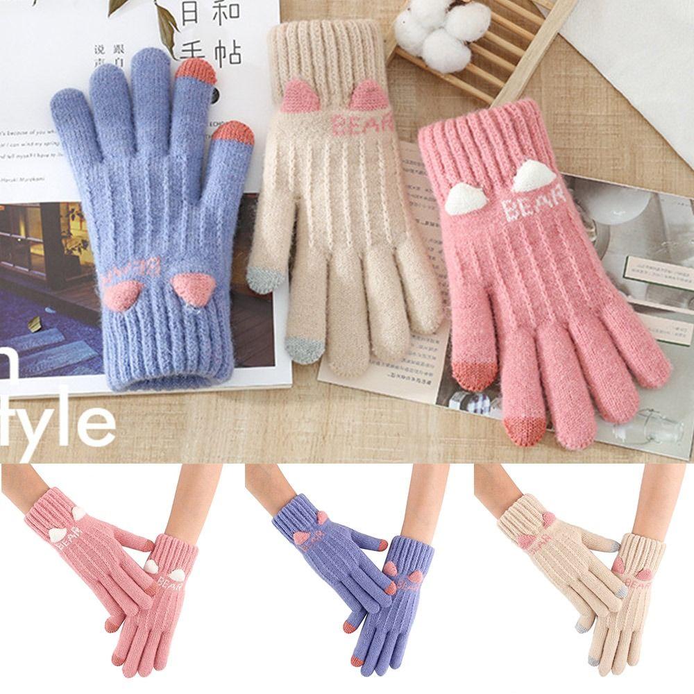 

Женские холодостойкие толстые зимние перчатки вязаные варежки все перчатки для пальцев сенсорный экран