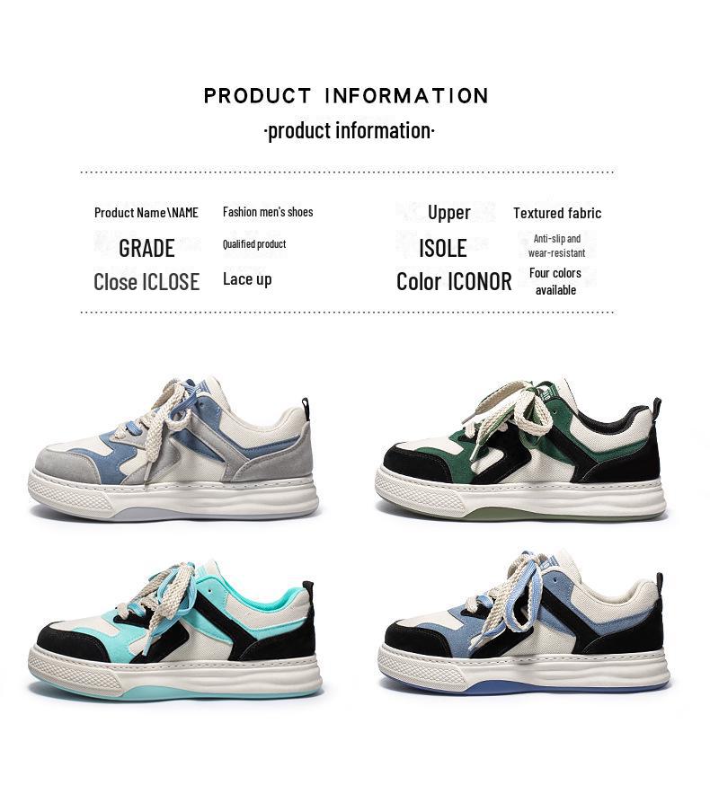 2024 Autumn Trendy Men's Thick-Soled Korean Style Casual Canvas Sneakers