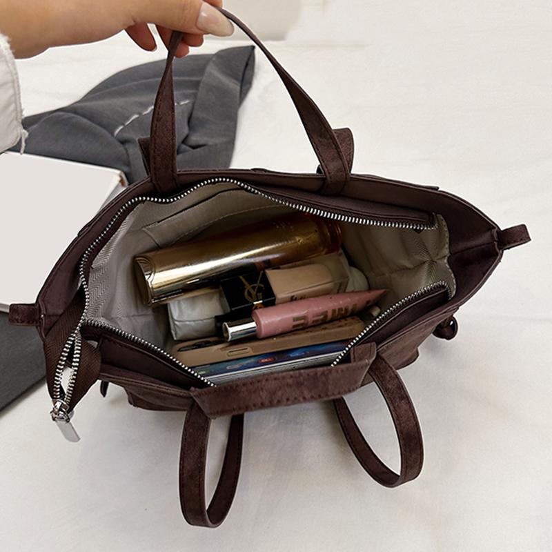 New Womens PU Leather Shoulder Bags Retro Tote Bag Autumn Winter Suede Large Capacity Shoulder Bag Versatile Commuting Bag