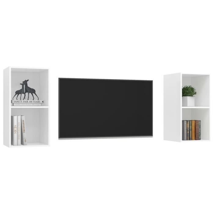 VidaXL Meubles TV muraux 2 pcs Blanc Bois d'ingénierie 3079844