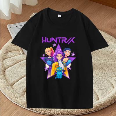Kpop Demon Hunters Girls Graphic T Shirts Women Oversized Cotton Fashion Anime Short Sleeve Summer Print Unisex Tops