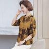2025 Summer Dress Foreign-style T-shirt Fashion Middle-aged Women's Five-sleeve Cotton Blouse
