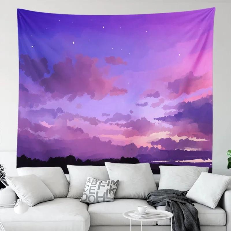 Colourful Cloud Sky Tapestry Cartoon Illustration Decorative Tapestry Super Beautiful Tapestry Dust Cloth Bedroom Decoration