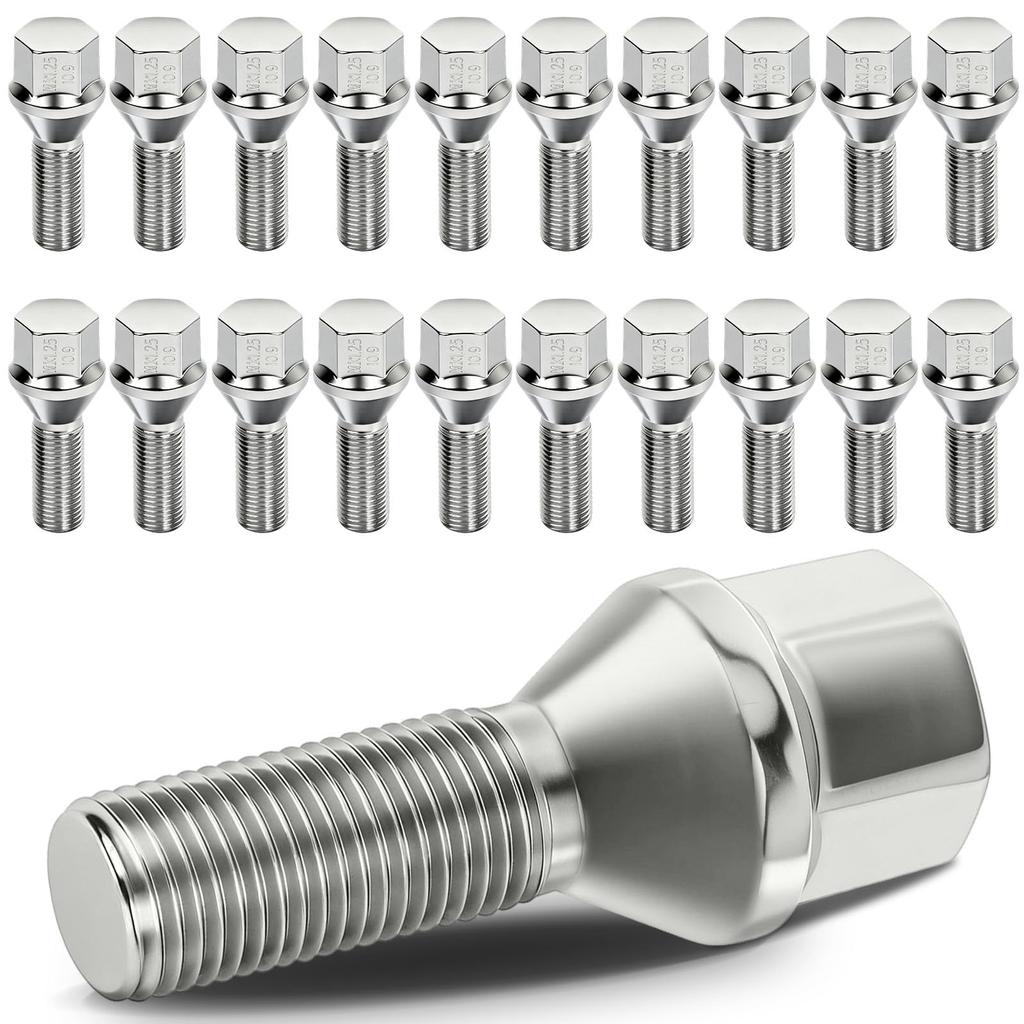 Cciyu M12x1.25 Lug Nuts 20 Pieces Wheel Lug Bolt 12x1.25