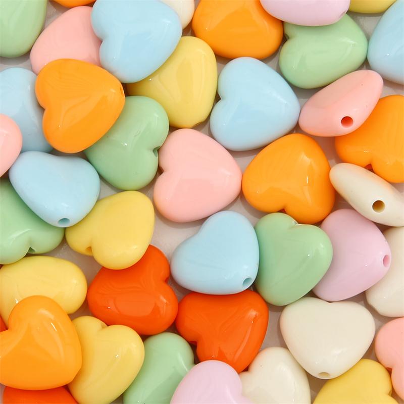 20Pcs Acrylic Solid Color Smooth Peach Heart Beads For DIY Necklace Bracelet Earrings Jewelry Making Craft Accessories