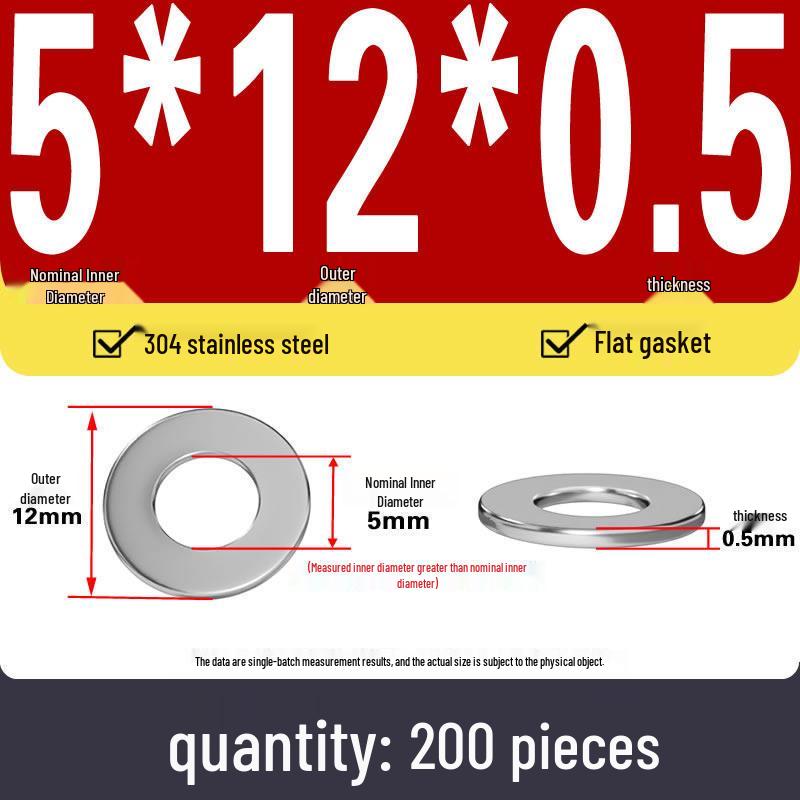 Plochá podložka z nerezové oceli 304 pro nastavení vůle hřídele (0,1/0,2/0,3 mm)