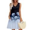 Women's Summer Dresses Loose Fit Printed V Neck Sleeveless Sundresses Beach Hawaiian Dress With Pockets