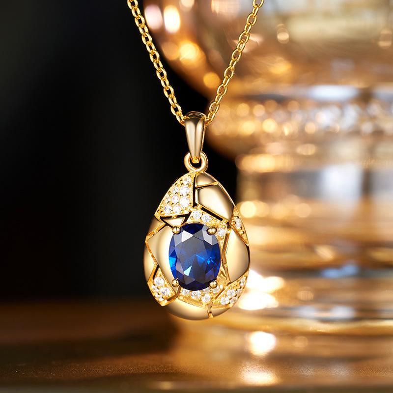 925 Sterling silver sapphire zircon necklace, light luxury high-end collarbone chain, fashionable women's high-end jewelry, daily wear jewelry gifts