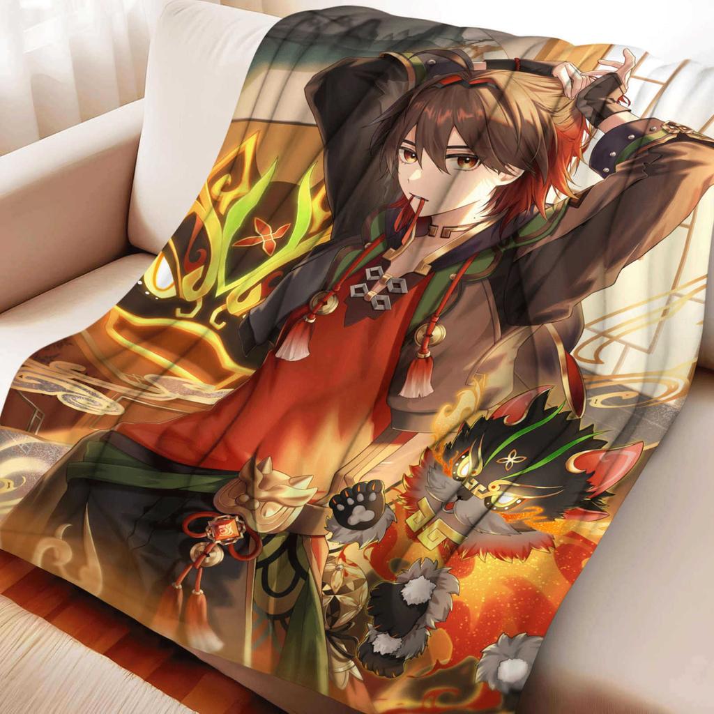 Game Genshin Impact Gaming Soft Flannel Blanket Cover Warmth Soft Anime Blanket Multifunctional Decor Home Universal Blankets
