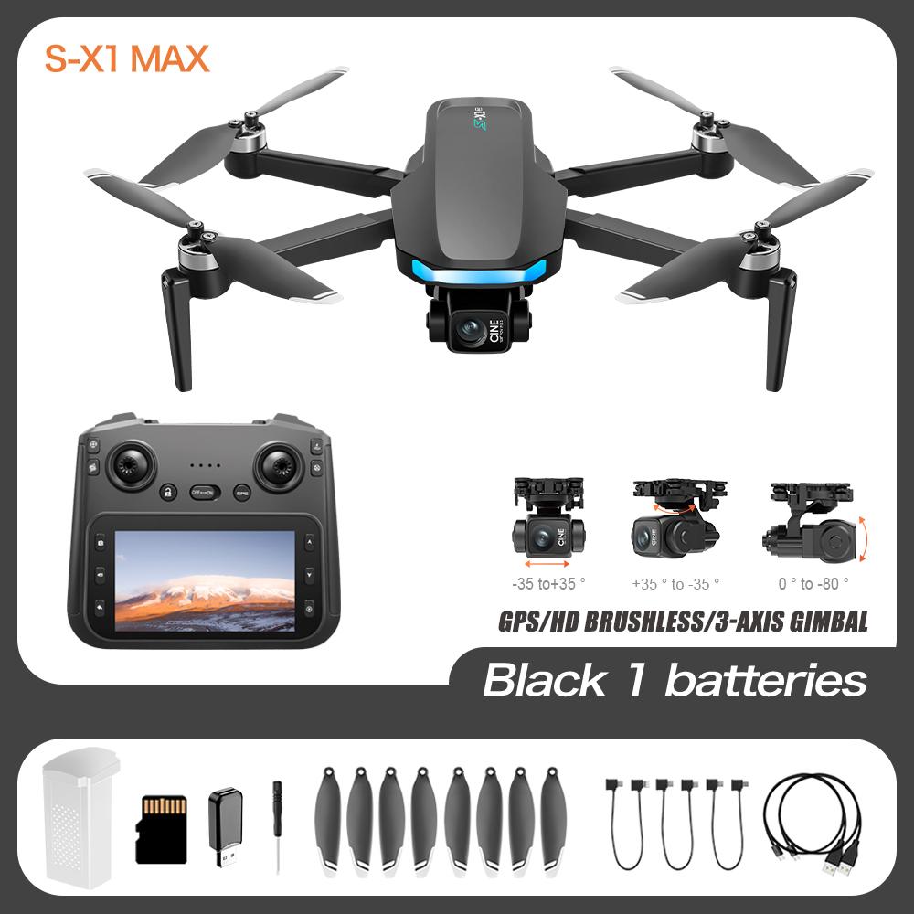S-X1 GPS Drone 4K Professional HD Dual Camera 5G WIFI Brushless FPV Quadcopter Foldable 3-axis Gimbal Aerial Photography RC Dron