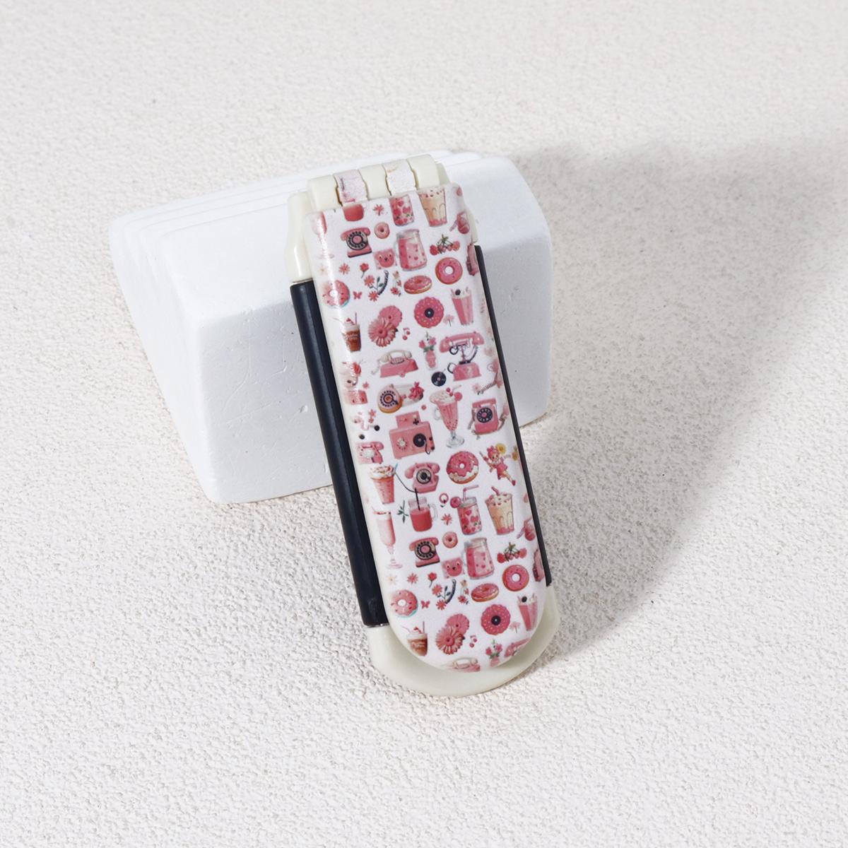 

1pc portable folding comb with mirror and snack and beverage pattern design, air cushion combing brush,Special for real hair wig