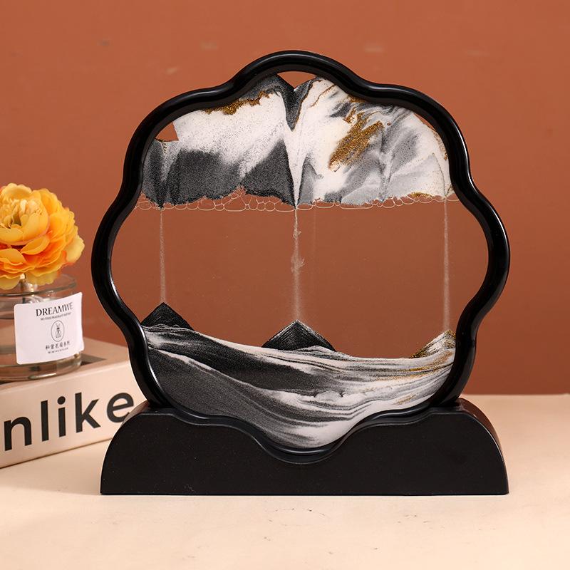 Sandscape Moving Sand Art Picture Quicksand 3D Liquid Hourglass Deep Sea Flowing Sand Painting Frame Office Home Decor Gifts