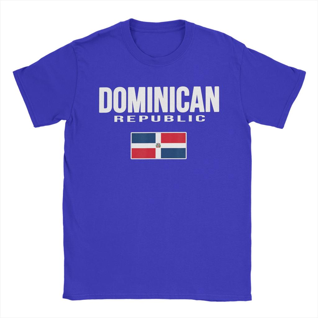 Vintage T-shirt Sommar DR Dominikanska Republikens Flagga República Dominicana Souvenir T-shirts för Unisex Större Storlekar Kortärmade T-shirts