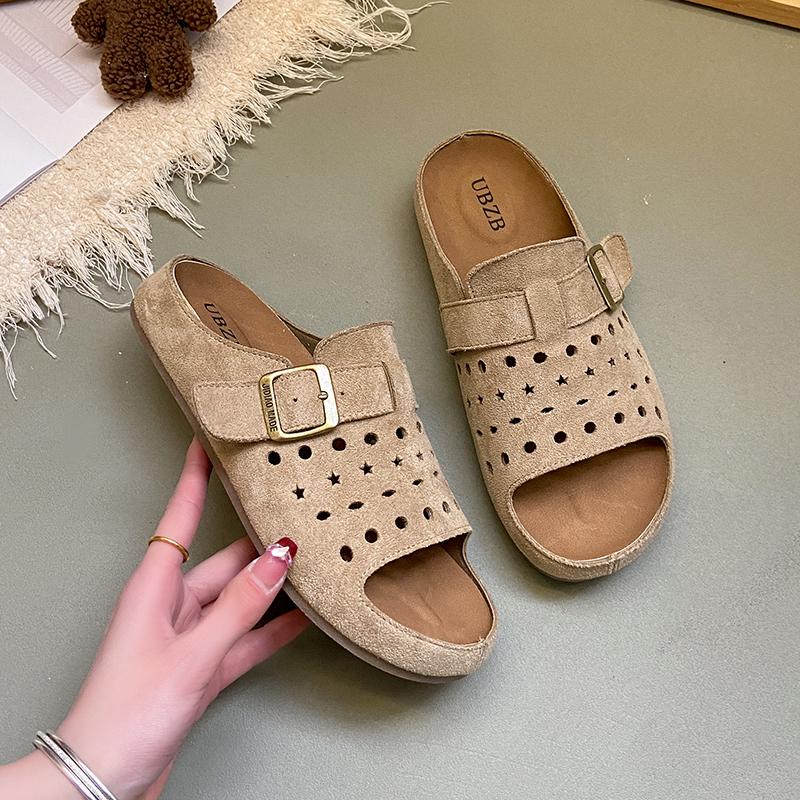 Fashion Shoes for Women 2025 New Open Toe Women's Slippers Fashion Outdoor Beach Casual Summer Belt Buckle Comfortable Flat Slippers