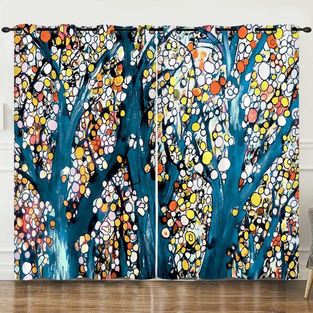 Curtain Wish Tree Owl 3D Digital Printing Blackout Curtain Punching