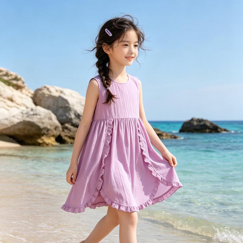 Little Yinman Girls  Summer Ruffled A-Line Dress 140