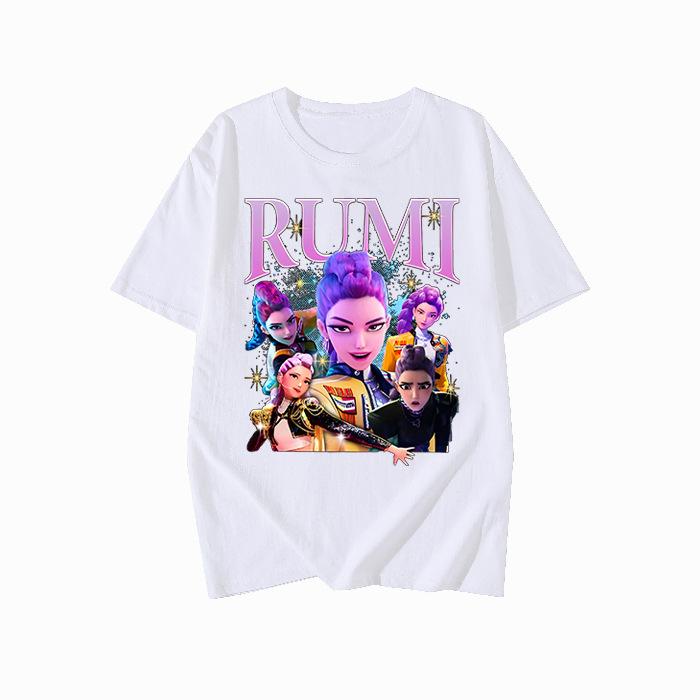 KPop Demon Hunters Fashion Short Sleeve Summer Colorful Printed Versatile Fashion Lightweight Short Sleeve Round Neck T-shirt