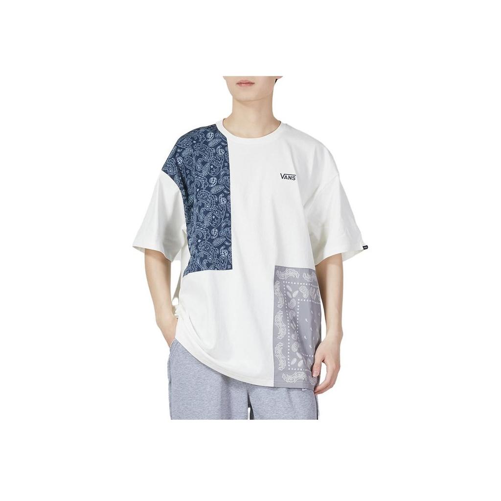 Vans American Vintage Patchwork Printed Crew Neck Short Sleeve T-Shirt Men T-Shirts White VN000FRHFS8