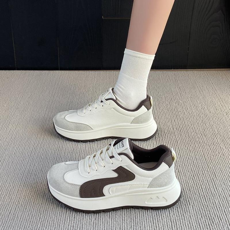 Color matching heightening shoes spring new college style daily casual little white shoes platform lace-up sports shoes