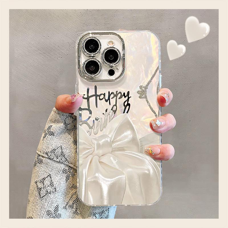 Silk Bow Bracelet Suitable for Iphone16promax Light Luxury High-end 15 Girls Apple 13 Mobile Phone Case