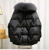 Big Size Women's Fat Sister Winter Cotton Coat Female Hair Collar Loose Bright Surface Down Cotton Jacket Coat