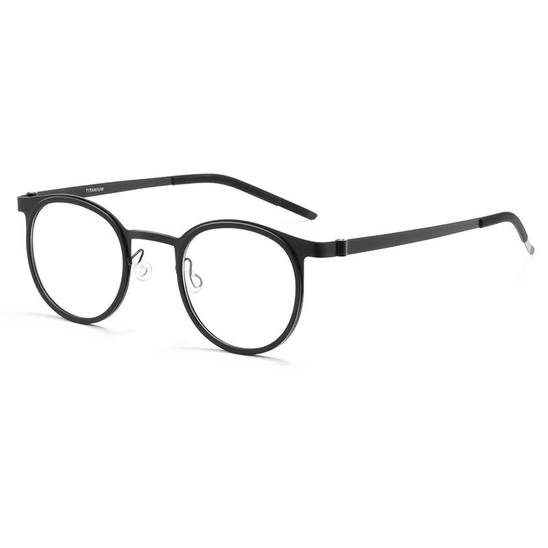 Ultra-light Fashion High-end Pure Titanium Screwless Design Alloy Glasses Retro Round Glasses Frame Men