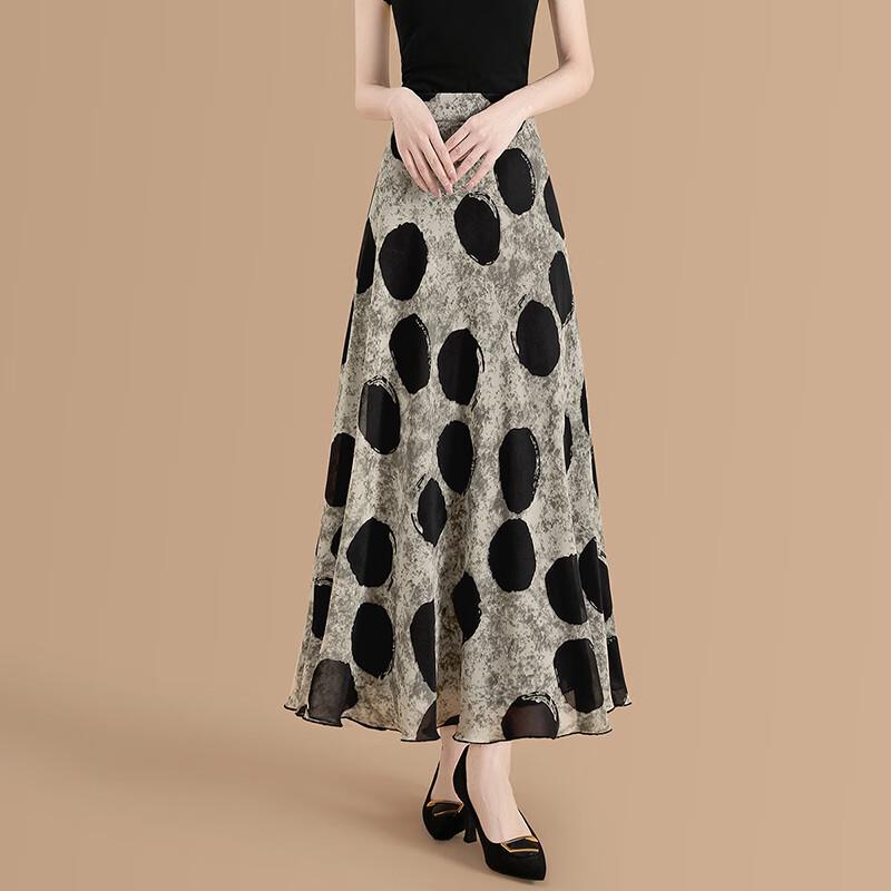 Women's Retro Polka Dot A-Line Maxi Skirt