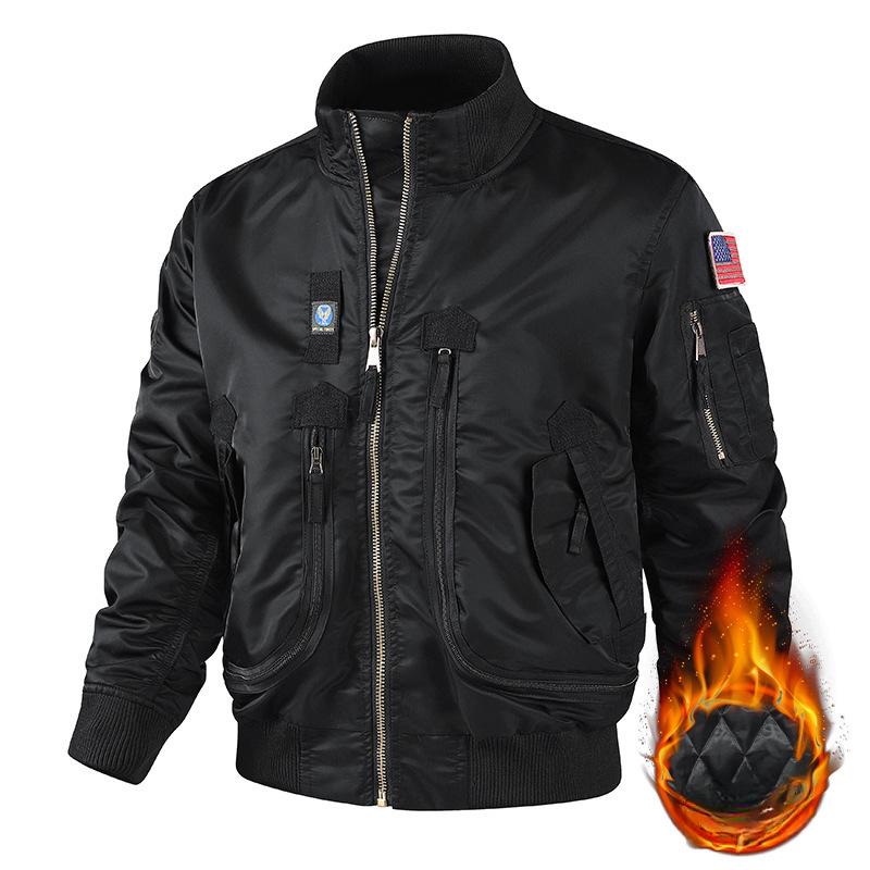 Baseball Collar Flying Jacket Autumn and Winter Air Force Pilot Single Jacket Men's Baseball Uniform Short Tactical Stand-up Jacket Men