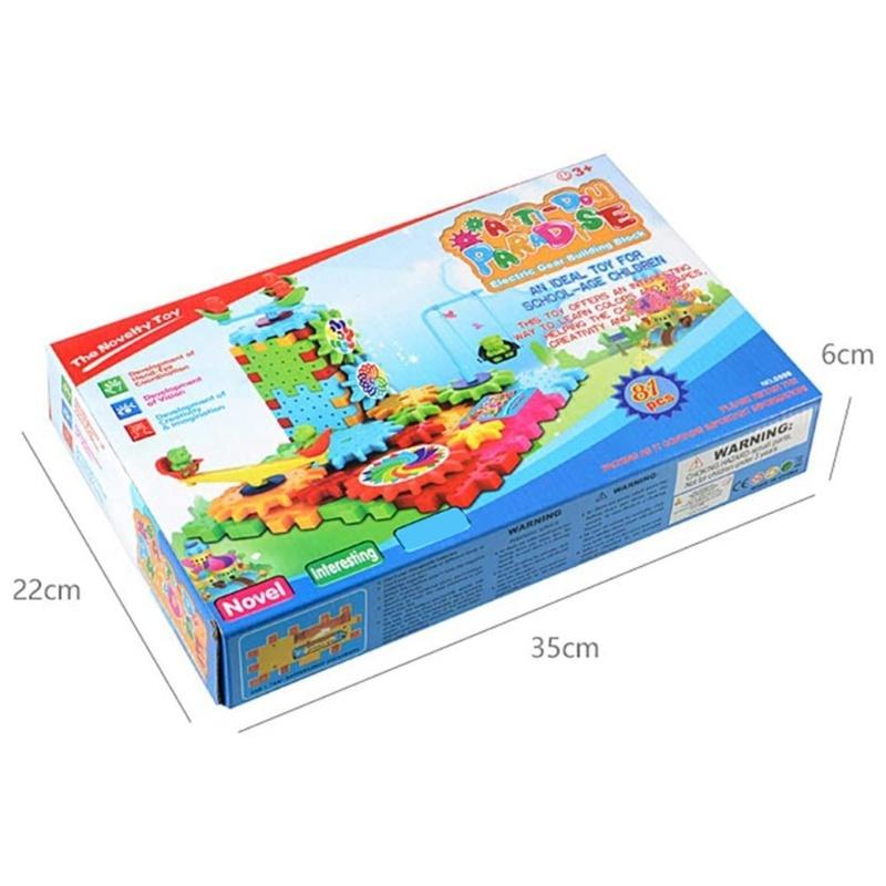 81 Piece DIY Gear Building Blocks Toy Set Learning Blocks Motorized Spinning Gears Construction Toy Kids DIY Gift