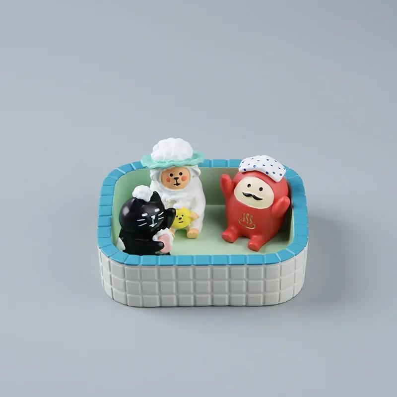 1pc Japanese Groceries Zakka Bath Series Ornaments Home Kitty Resin Lovely Ornaments Gift Microfilm DIY Scene Room Decor