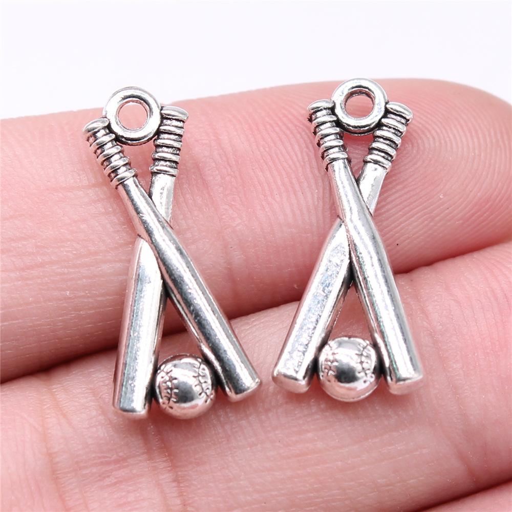 20pcs Sport Charms Baseball & Softball Charms Antique Bronze Silver Color Pendants DIY Crafts Making Findings For Jewelry Making