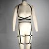Women's Black Leather Body Harness - Adjustable Punk Goth Lingerie with Metal Buckles and Rings